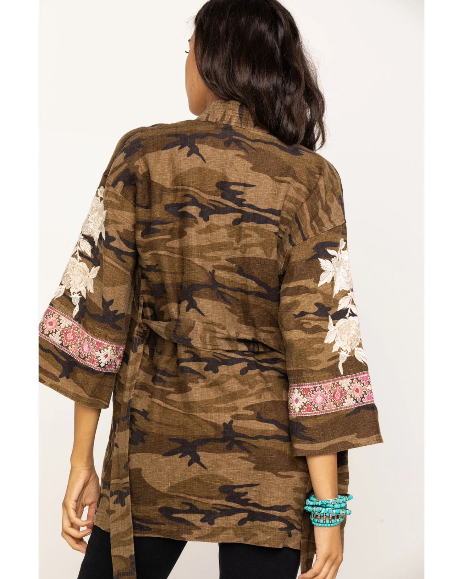 Johnny Was Women's Molly Camo Yuki Trapunto Linen Kimono - Image 4