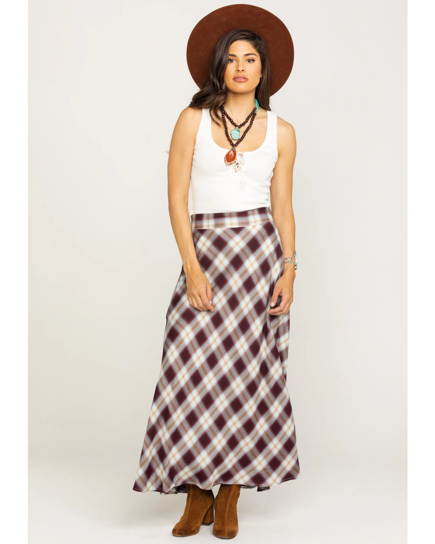 Stetson Women's Plaid Print Maxi Skirt - Image 4