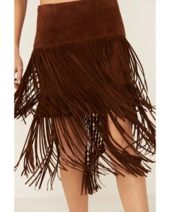 Stetson Women's Brown Fringe Suede Skirt