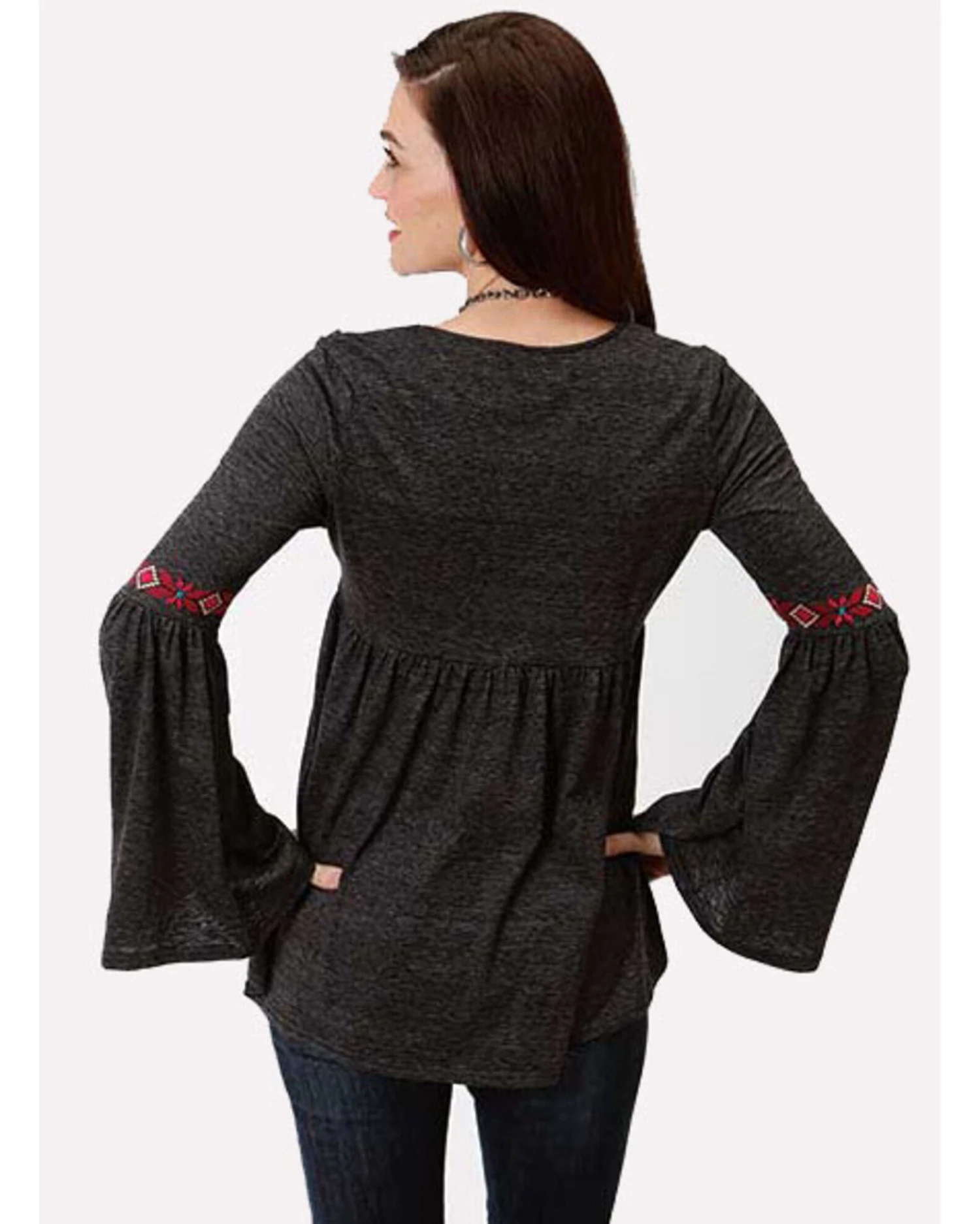 ROPER Studio West Women's Bell Sleeve Embroidered Top - Image 3