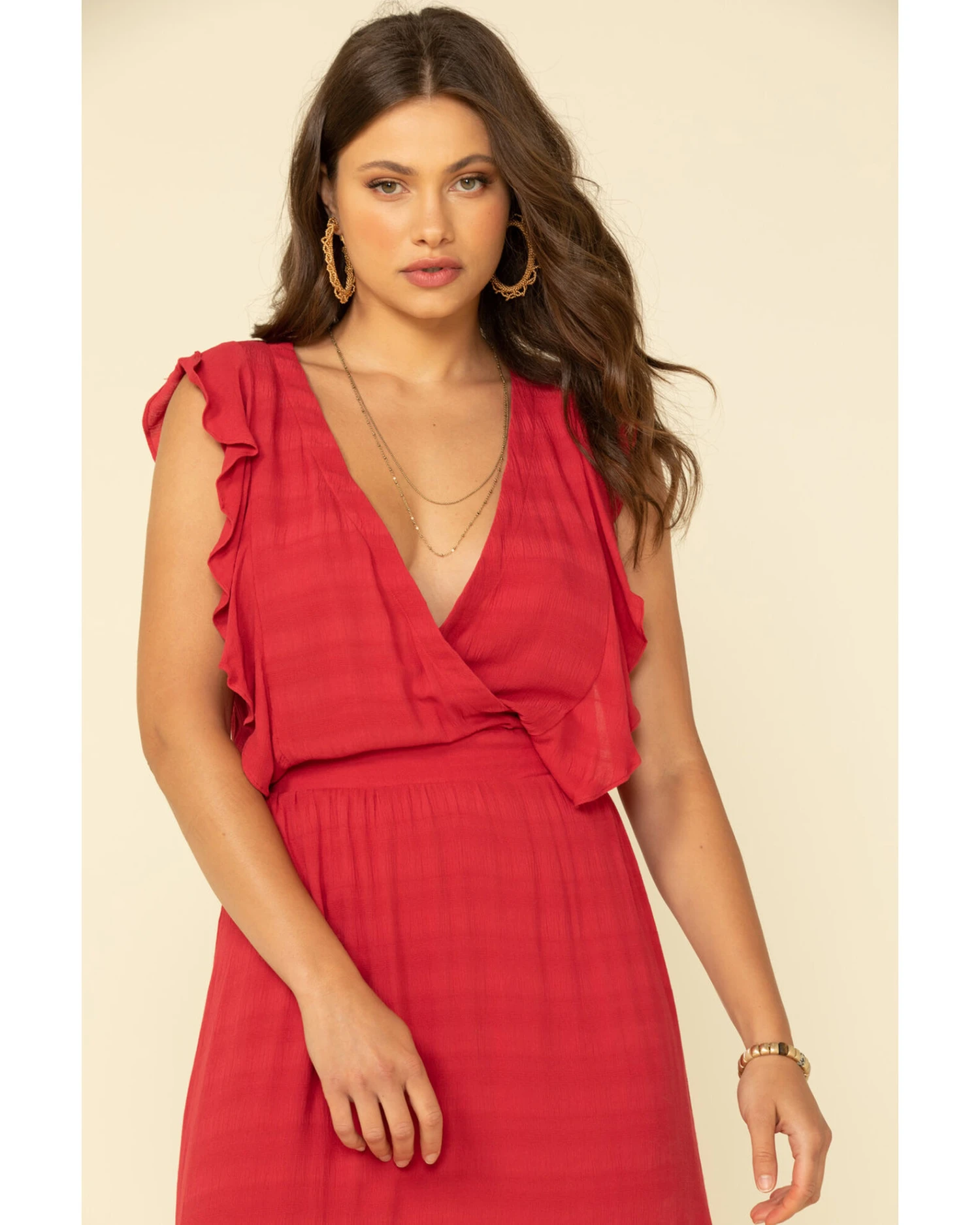 Stetson Women's Red Textured Ruffle Maxi Dress - Image 3