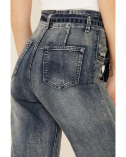 Flying Tomato Women's Tie-Front Flare Jeans