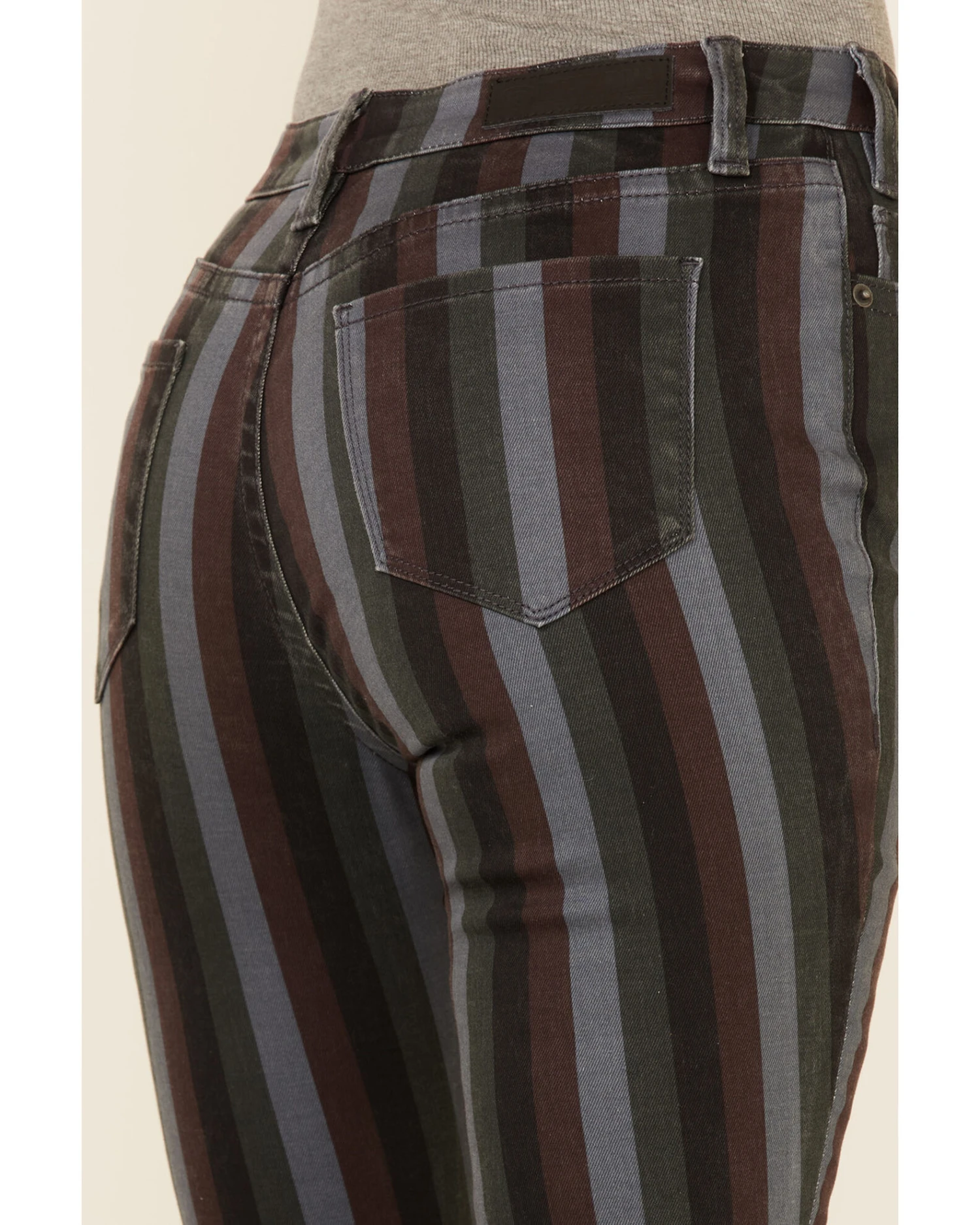 Rock & Roll Denim Women's Striped High Rise Stretch Flare Jeans - Image 2