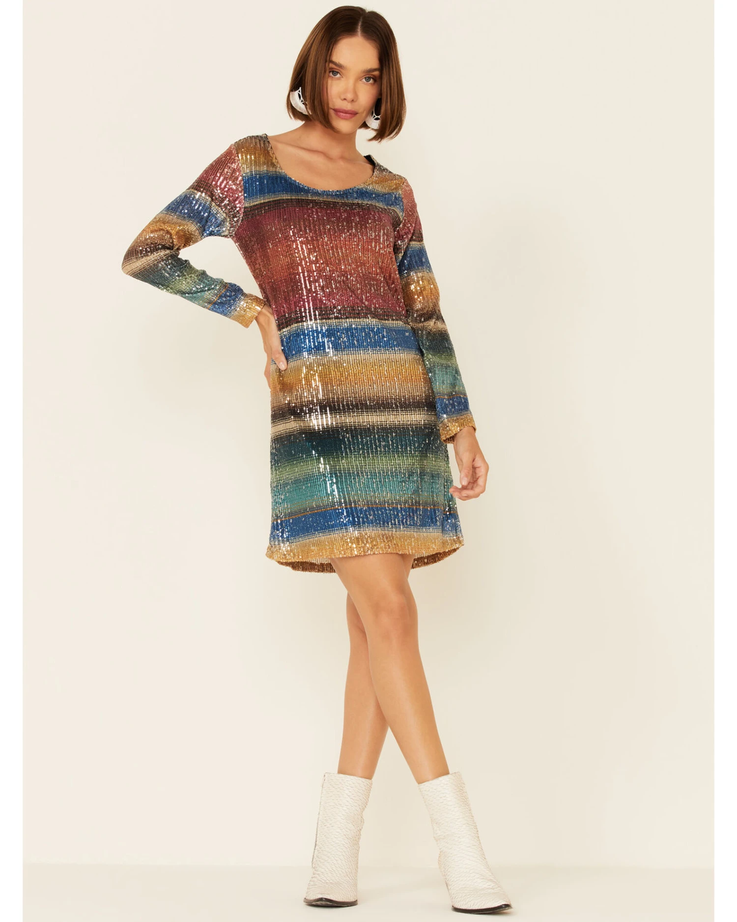 Tasha Polizzi Women's Long Sleeve Serape Sequin Lilliana Mini Dress - Image 2