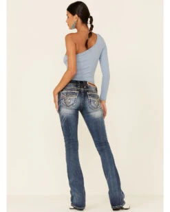Rock Revival Women's Medium Wash Faded Stitched Border Bootcut Jeans