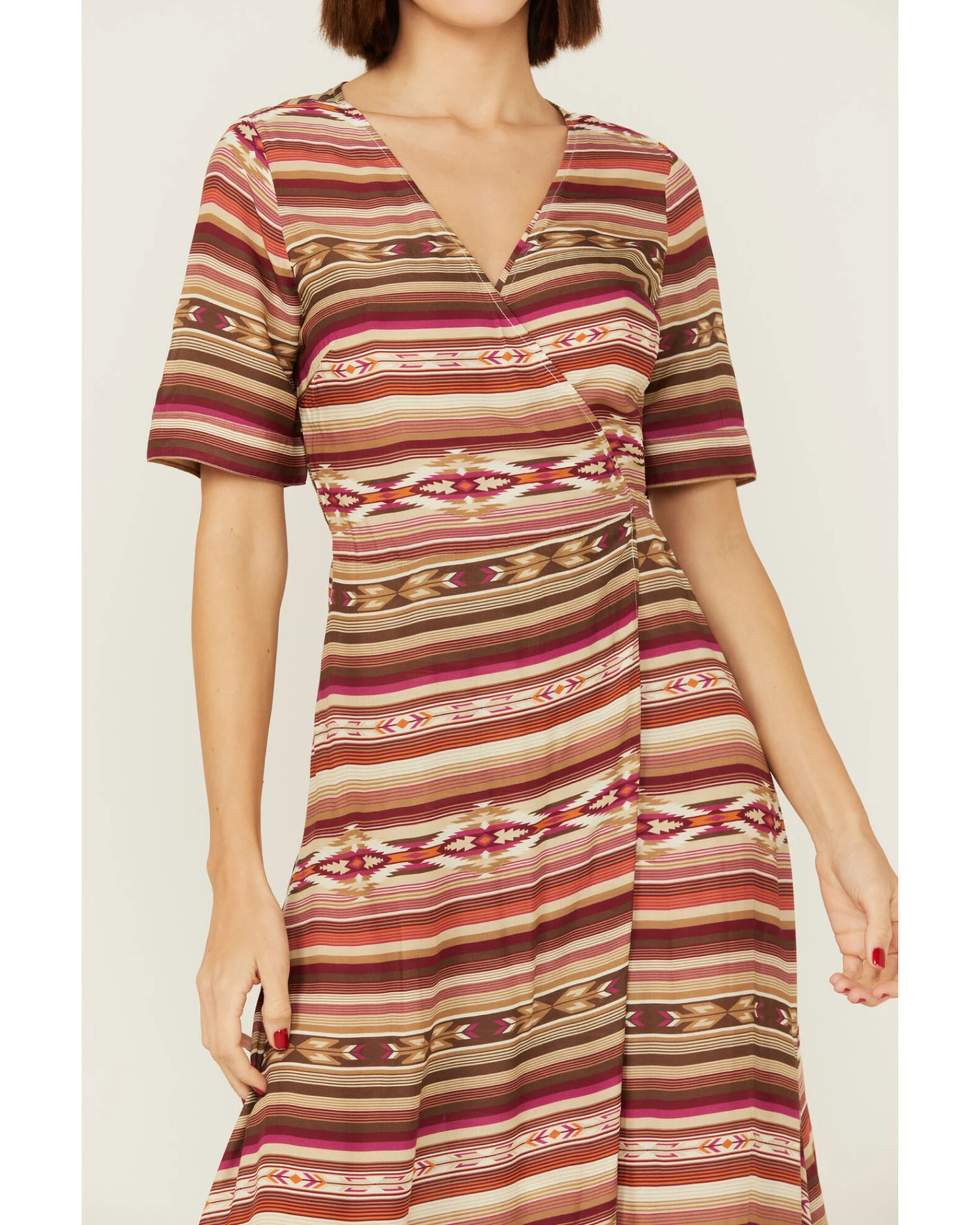 Stetson Women's Southwestern Sunset Serape Print Wrap Dress - Image 3