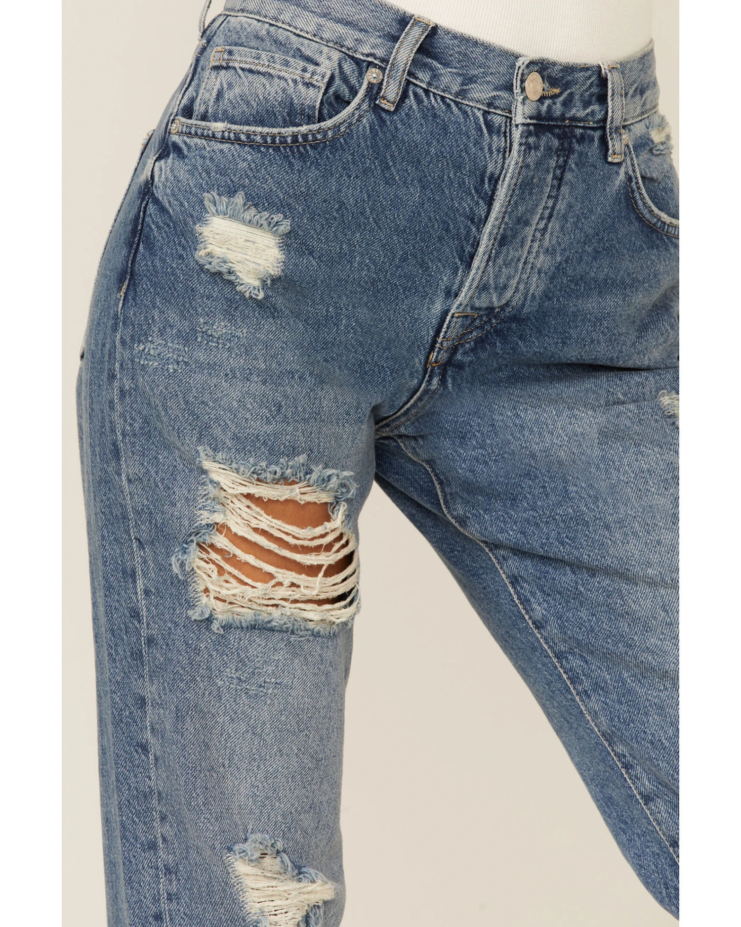 Free People Women's Light Wash Bren Boyfriend Jeans - Image 4