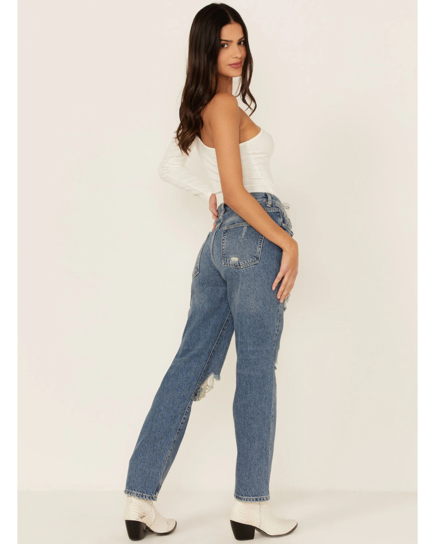 Free People Women's Light Wash Bren Boyfriend Jeans - Image 3