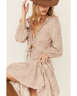 Beyond The Radar Women's Ditsy Long Sleeve Picnic Maxi Dress