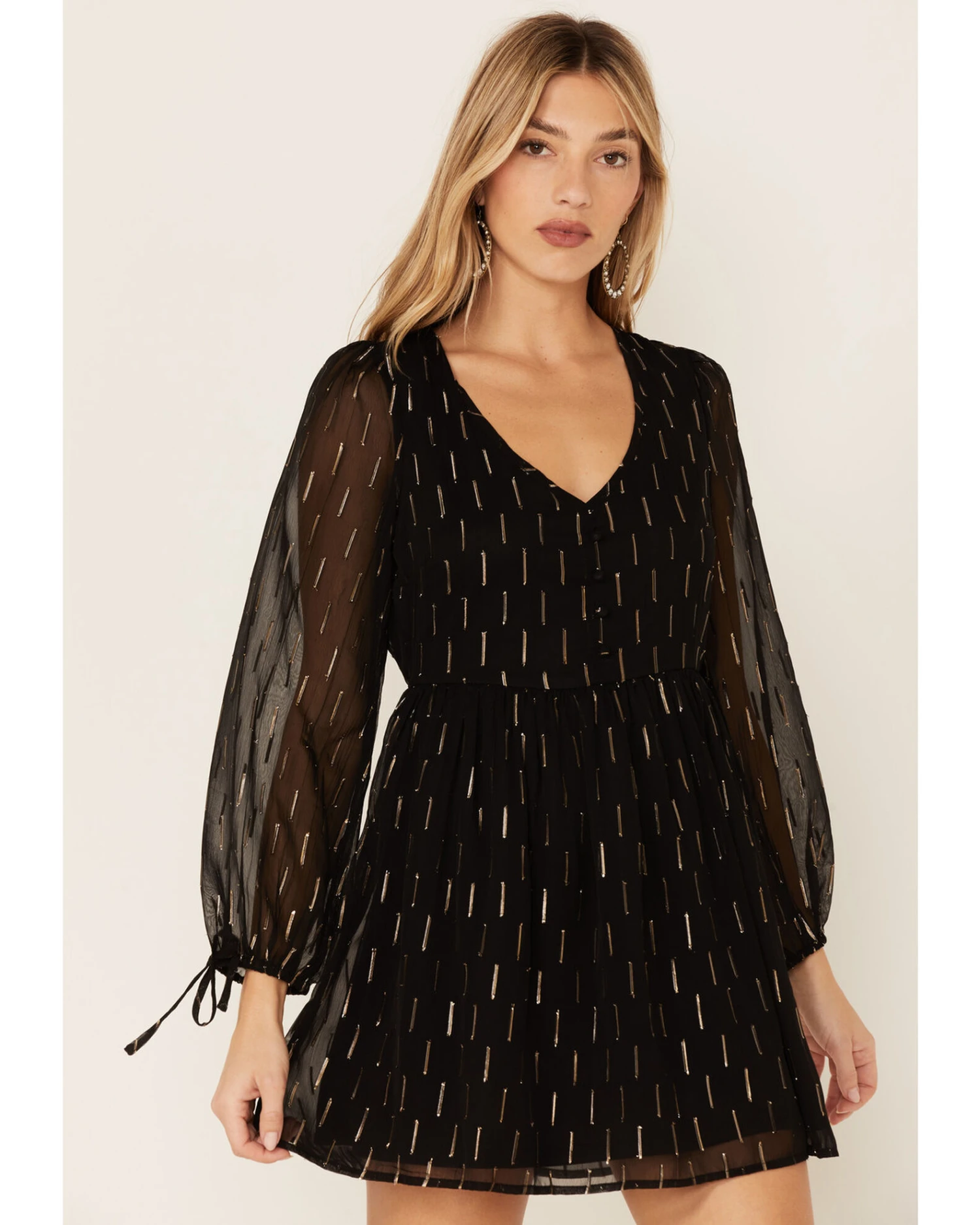 Band Of The Free Women's Black Hera Long Sleeve Mini Dress