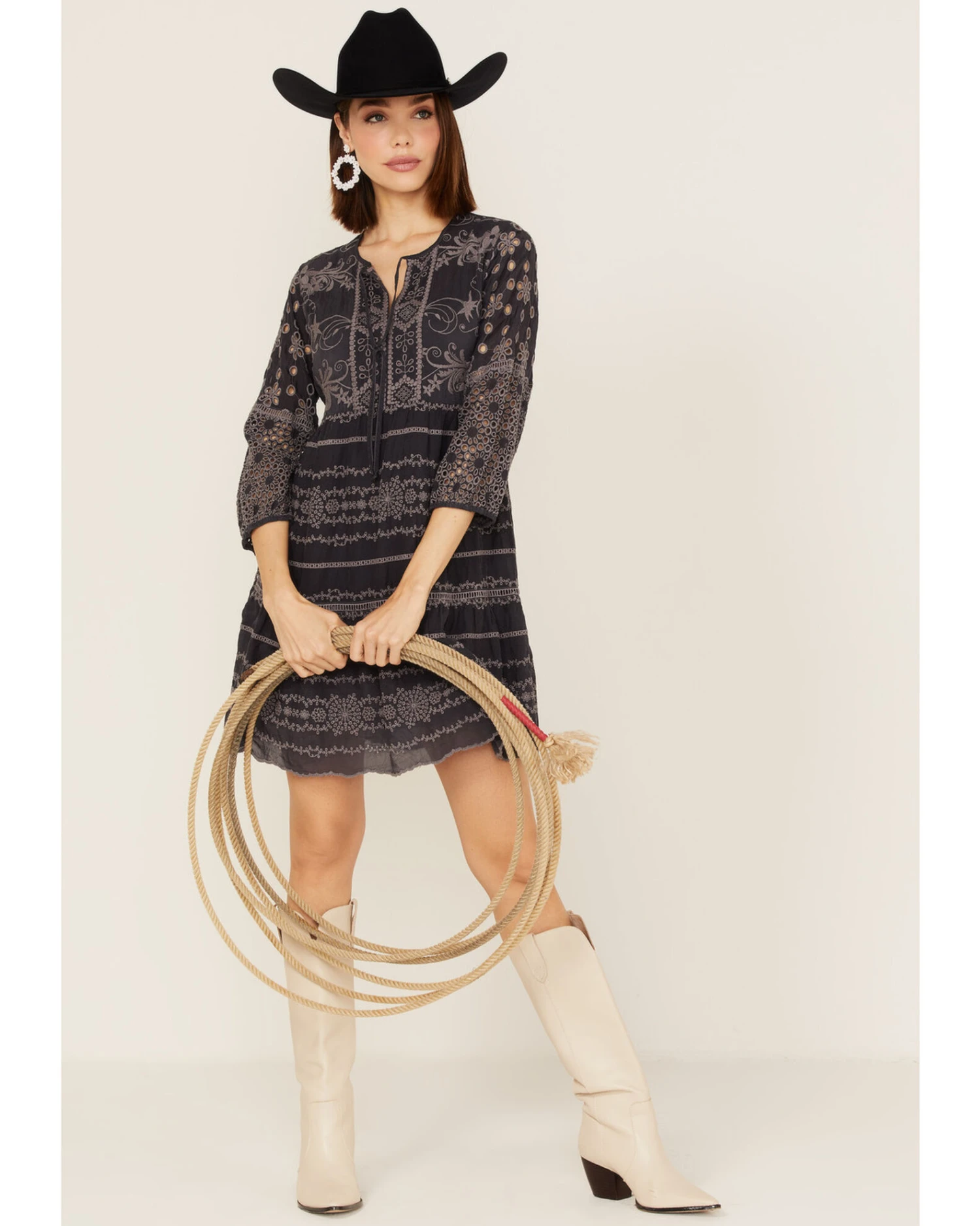 Johnny Was Women's Delina Embroidered Long Sleeve Tunic Mini Dress - Image 2