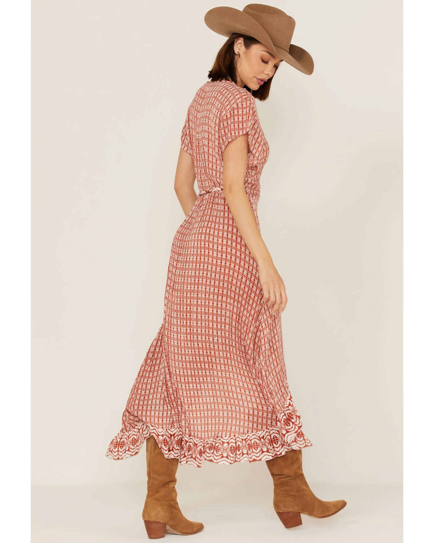 Talisman Women's Palm Springs Print Short Sleeve Maxi Wrap Dress