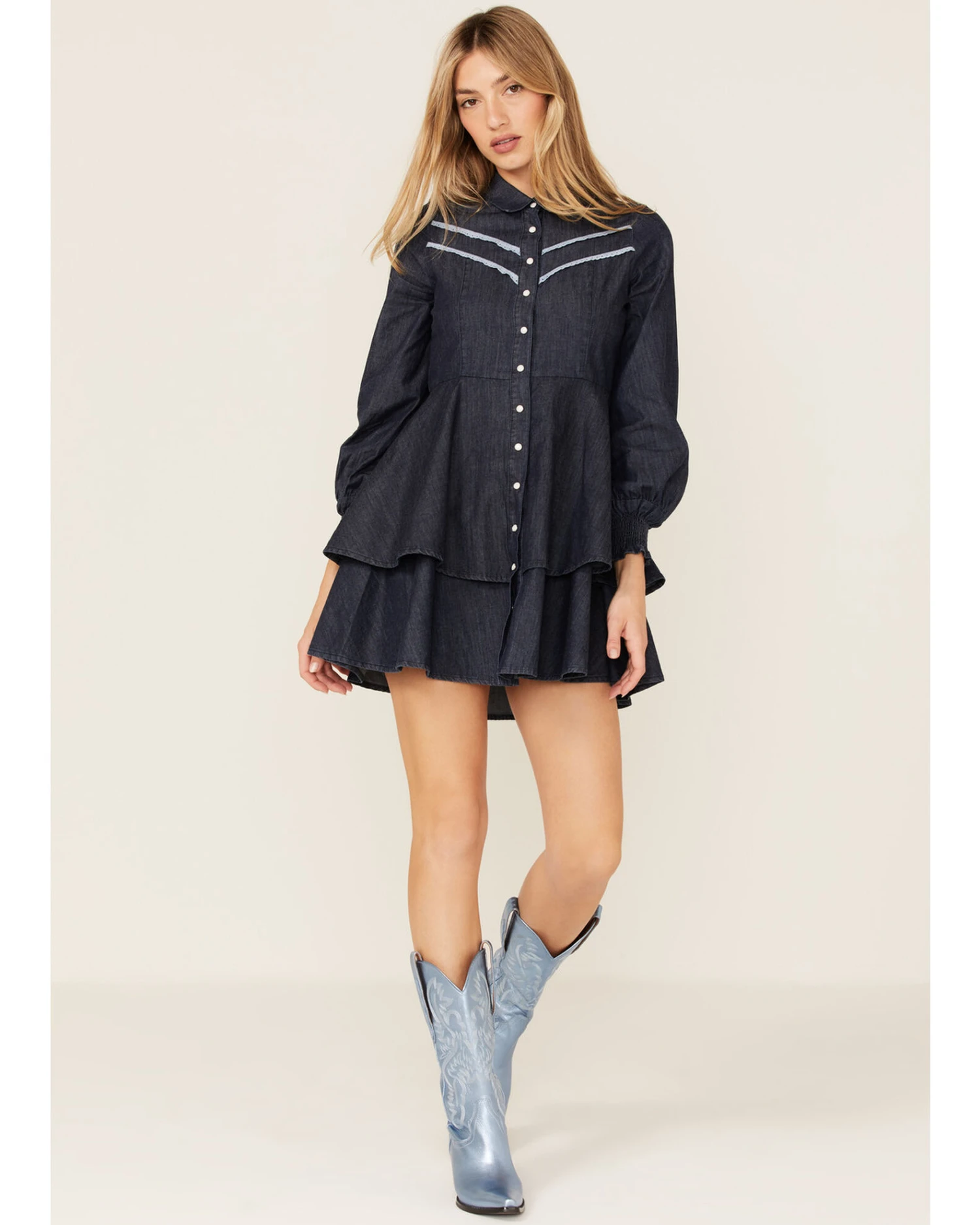 Maggie Sweet Women's Barcelona Tiered Denim Dress - Image 4