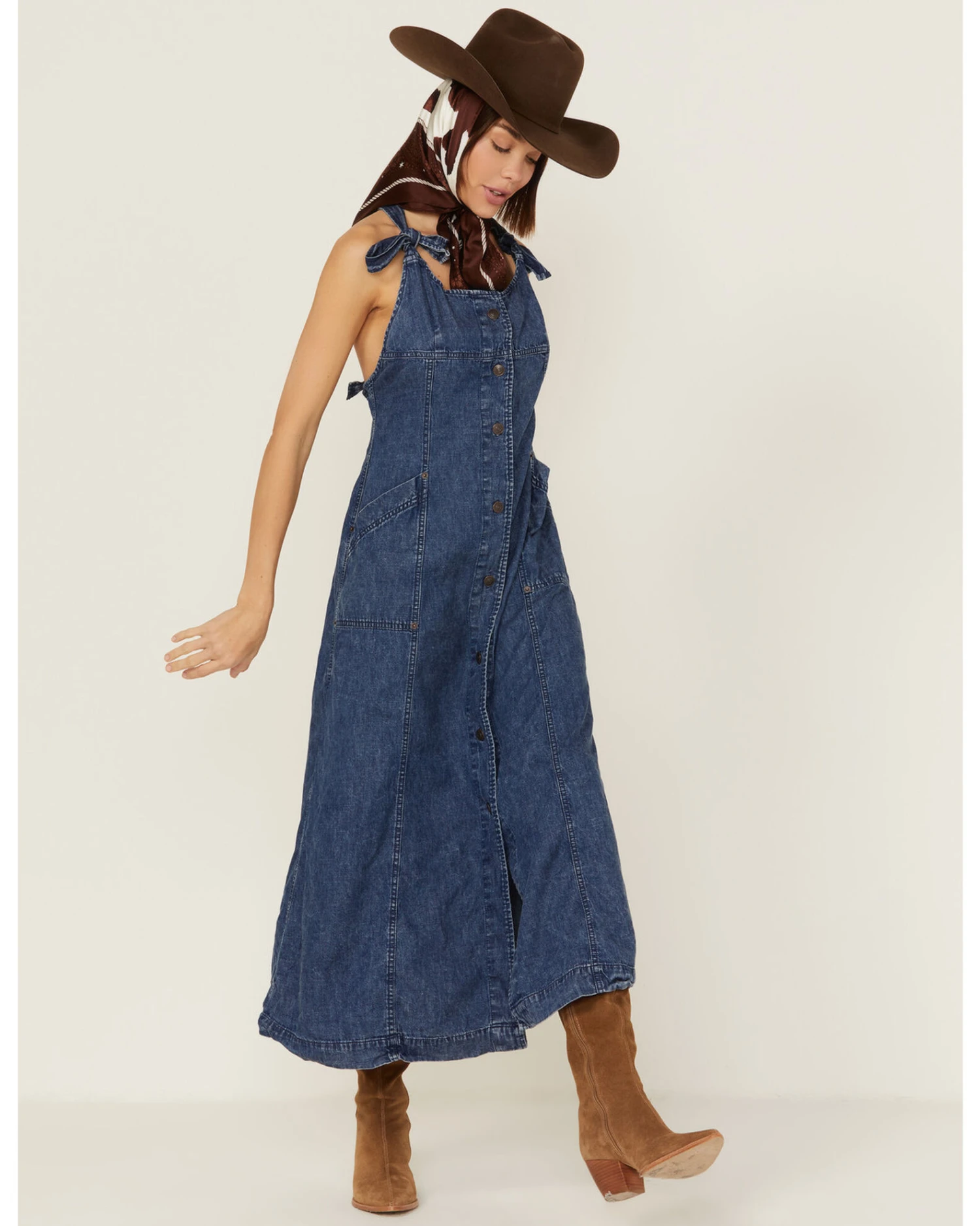 Free People Women's Time After Time Denim Midi Dress - Image 3