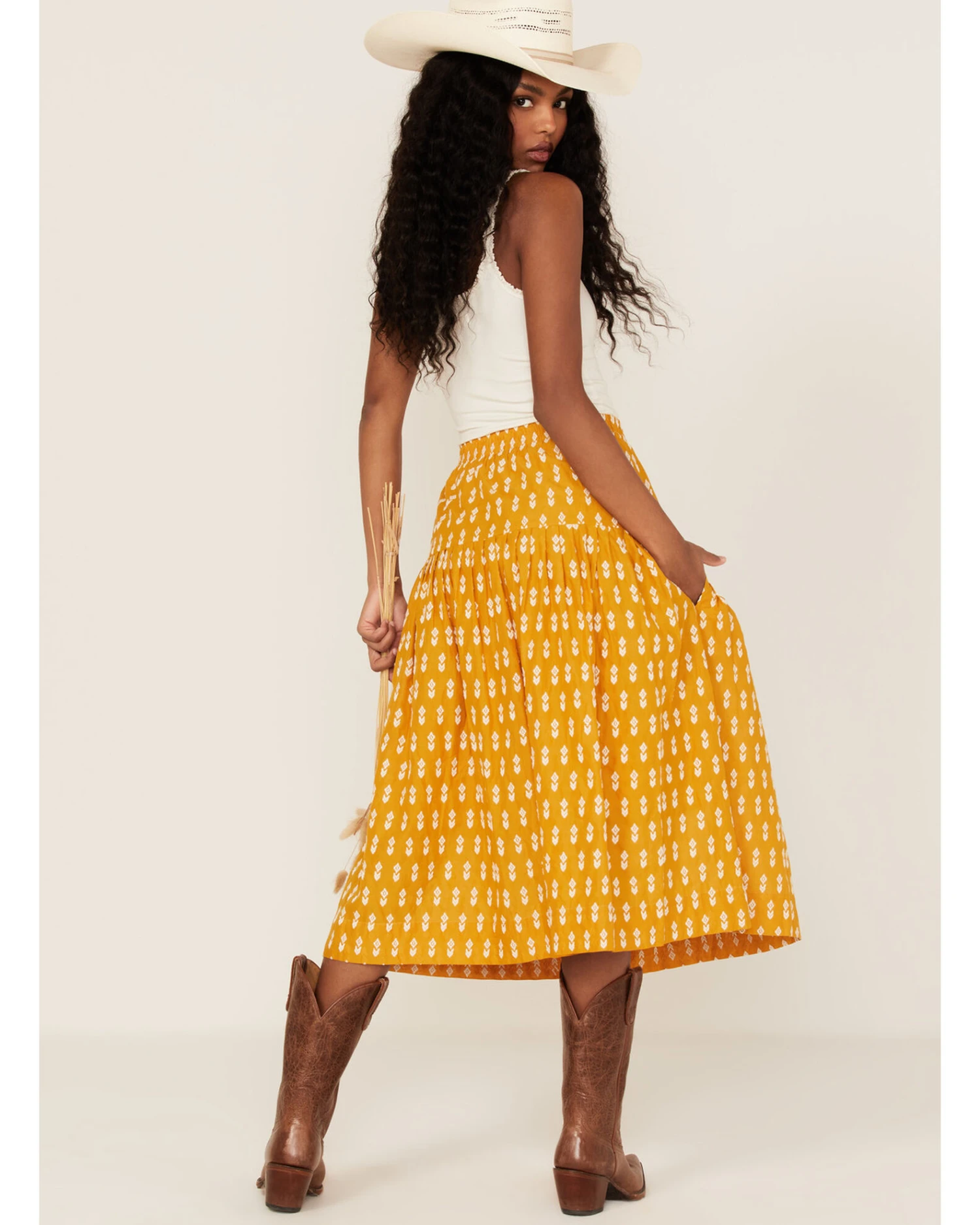 Stetson Women's Southwestern Embroidered Prairie Style Midi Skirt - Image 4