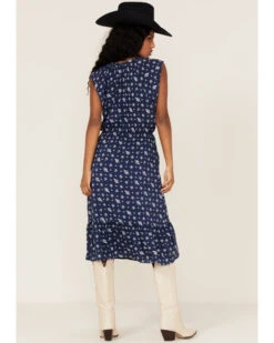 Stetson Women's Ditsy Floral Paisley Print Ruffle Flounce Midi Dress