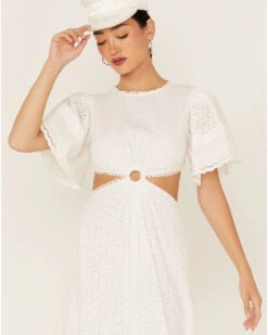 Maia Bergman Women's Ori Crochet Eyelet Open Back Maxi Dress