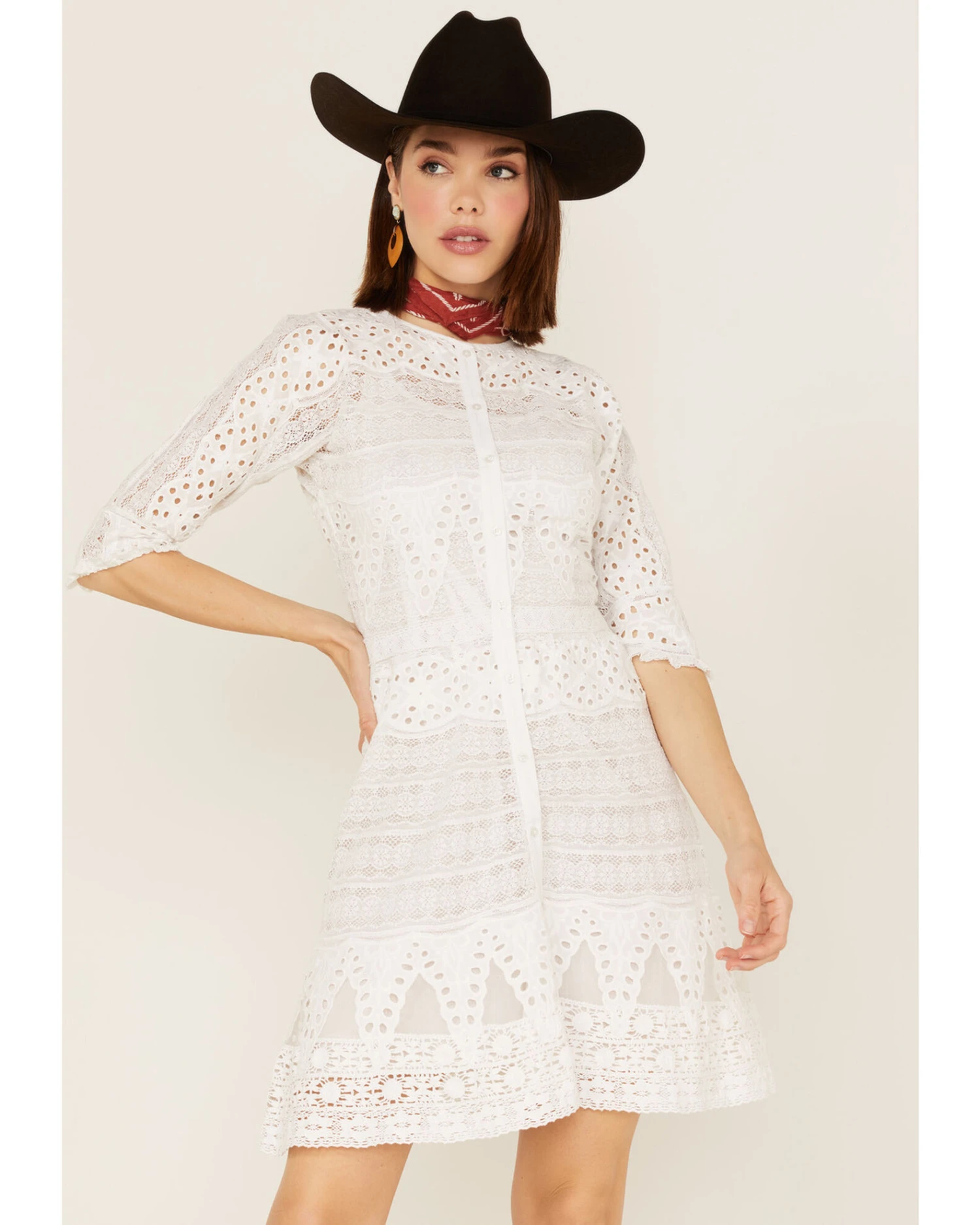 Maia Bergman Women's Vera Eyelet Lace Long Sleeve Dress - Image 3