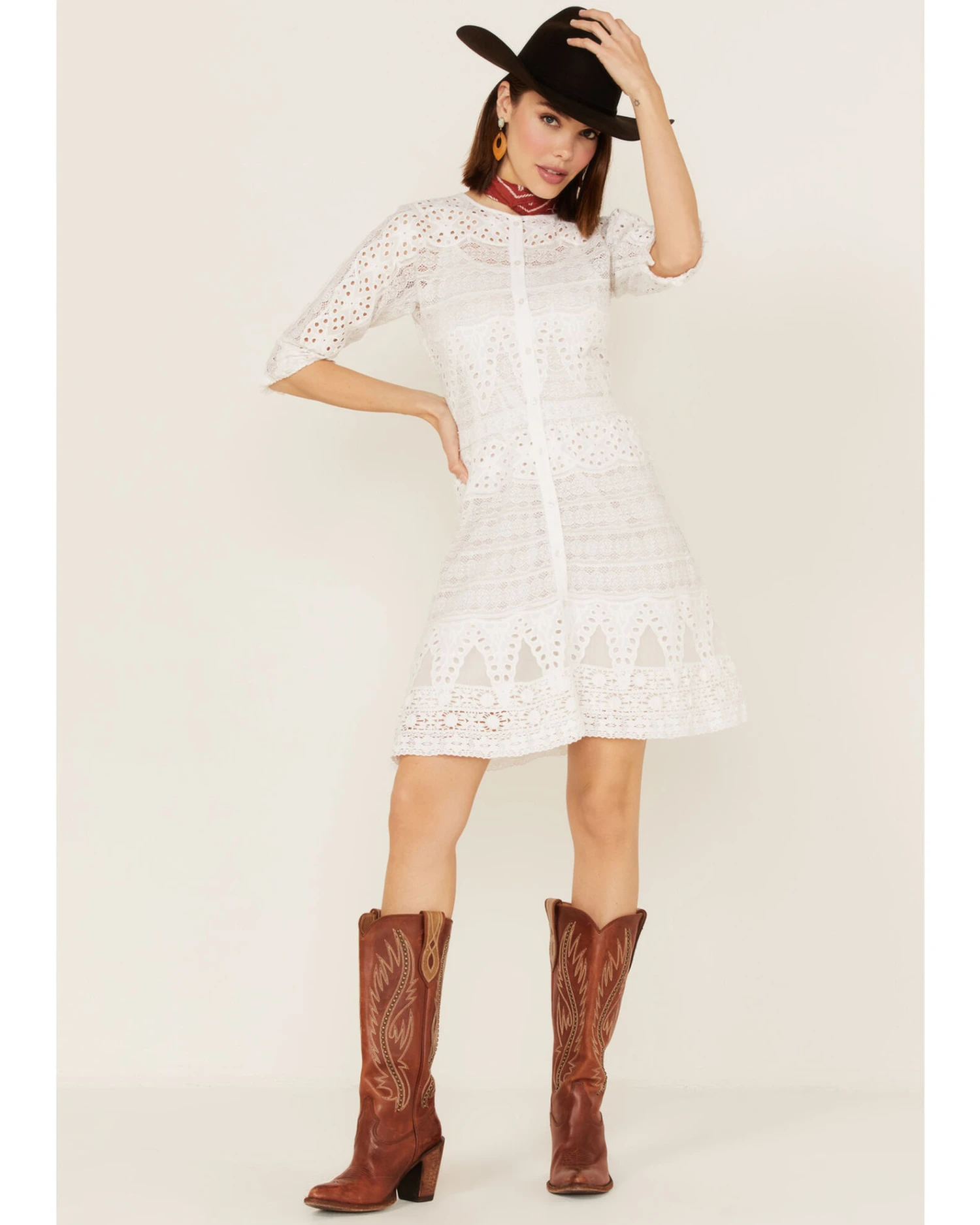 Maia Bergman Women's Vera Eyelet Lace Long Sleeve Dress