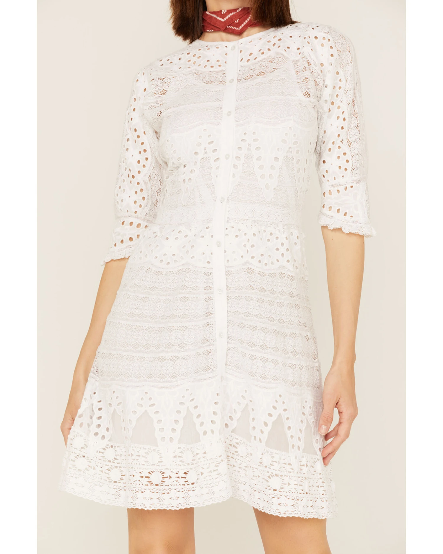 Maia Bergman Women's Vera Eyelet Lace Long Sleeve Dress - Image 4