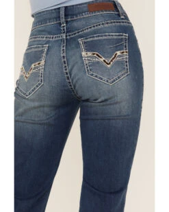 Rock & Roll Denim Women's Medium Wash Mid Rise Riding Straight Jeans