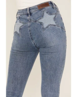 Rock & Roll Denim Women's Medium Wash High Rise Star Pocket Flare Jeans