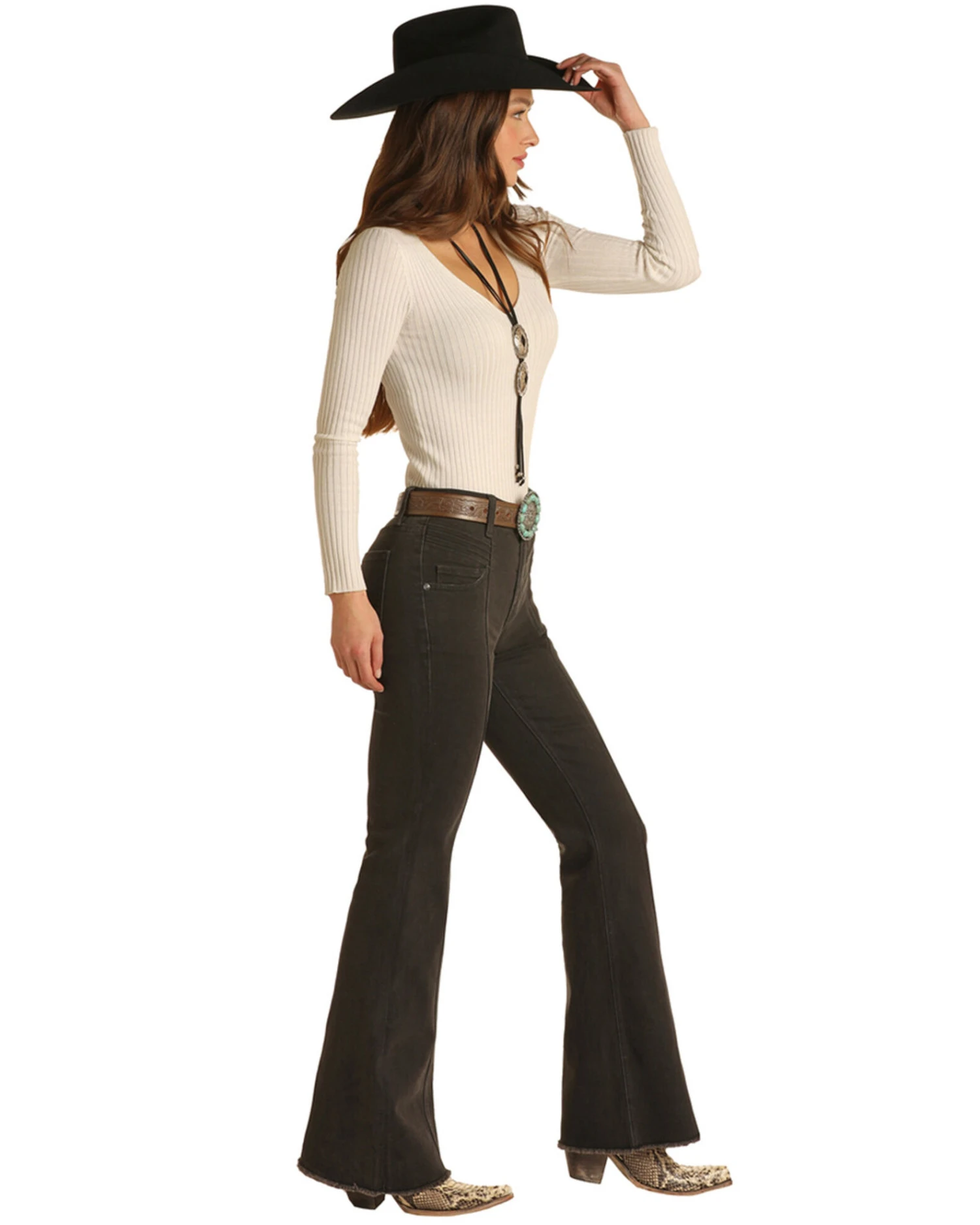 Rock & Roll Denim Women's Dark Wash High Rise Bootcut Denim Jeans