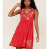 Johnny Was Women's Cleo Tiered Knit Embroidered Floral Tank Dress
