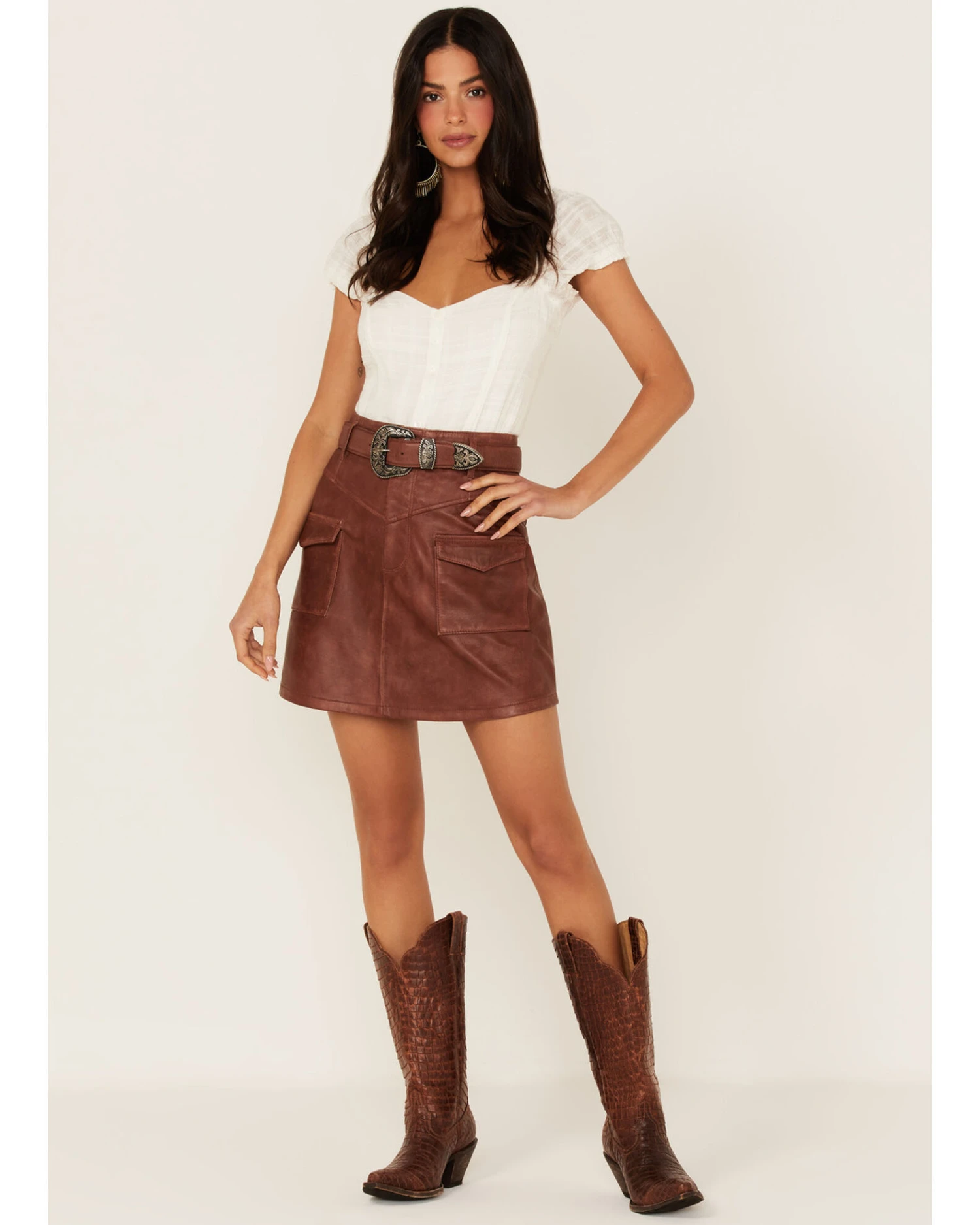 Idyllwind Women's Western Belt Leather Mini Skirt - Image 4