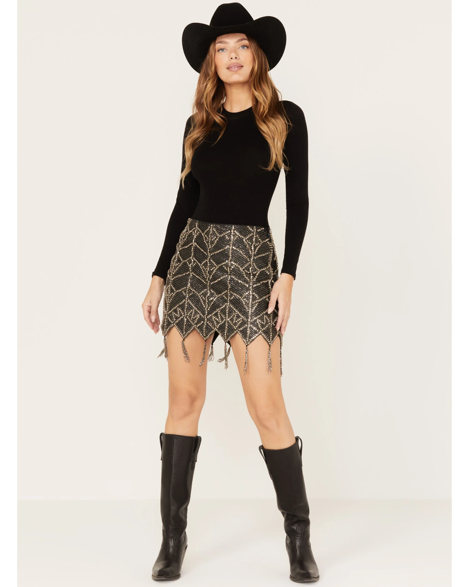 Wonderwest Women's Beaded Tassel Mini Skirt - Image 3