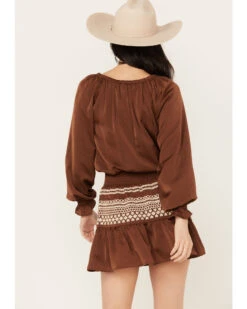 Shyanne Women's Satin Peasant Dress