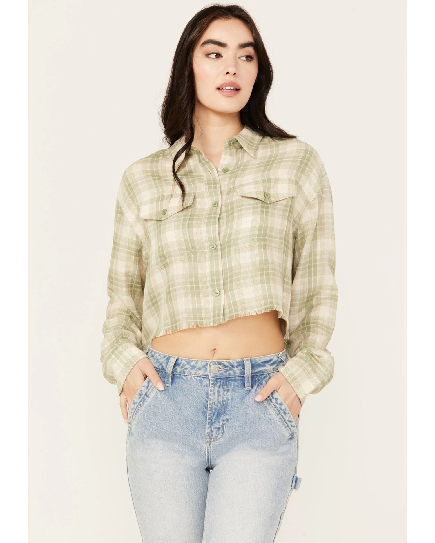 Cleo + Wolf Women's Long Sleeve Cropped Shirt - Image 4