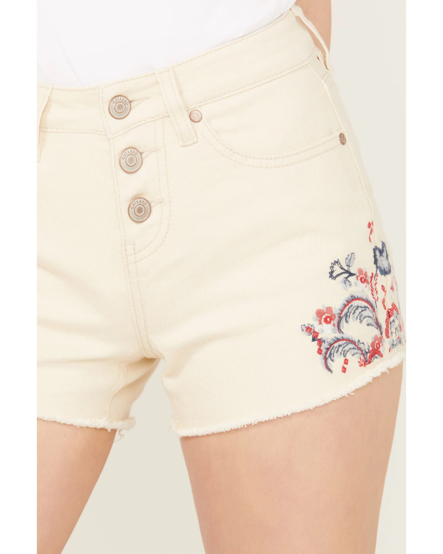 Shyanne Women's Mid Rise Americana Embroidered Shorts - Image 3