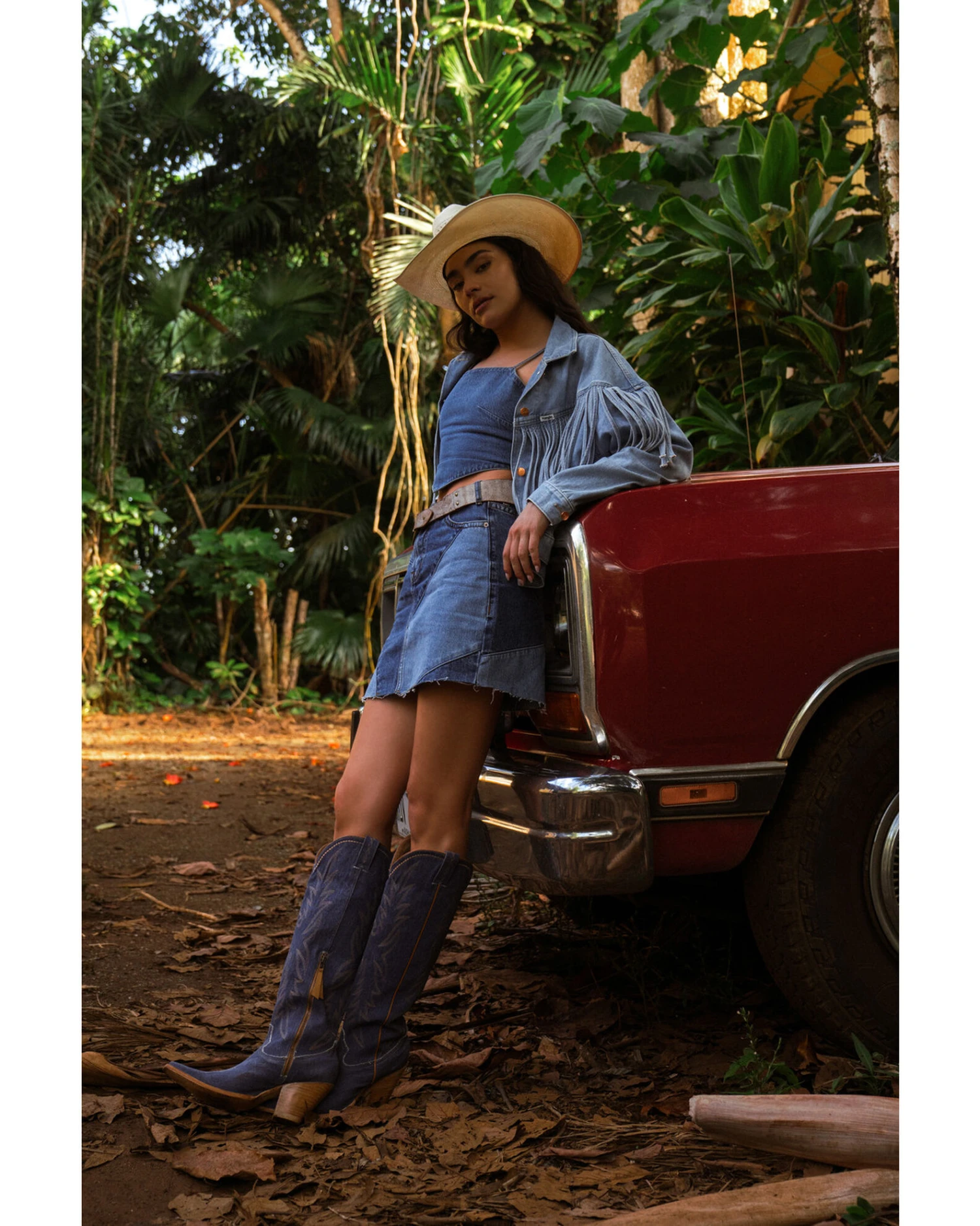 Rock & Roll Denim Medium Wash Patch Denim Skirt - Image 4