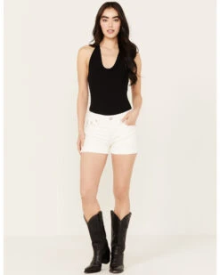 Miss Me Women's Mid Rise Angel Wing Cuffed Denim Shorts