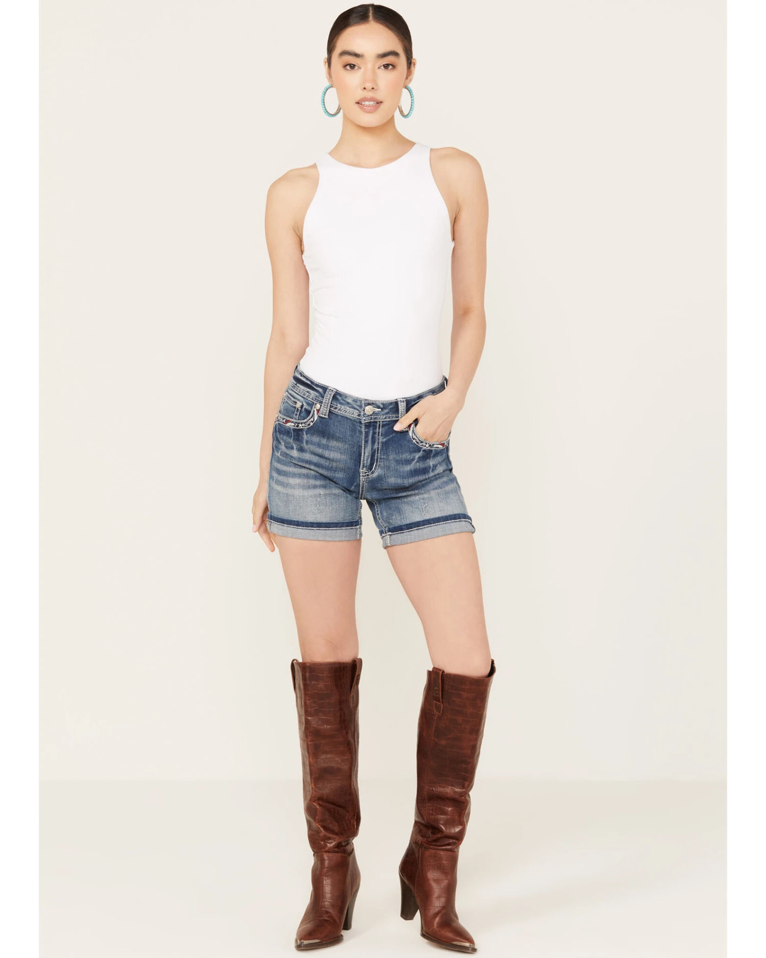 Grace In LA Women's Medium Wash Americana Horseshoe Jeans - Image 3