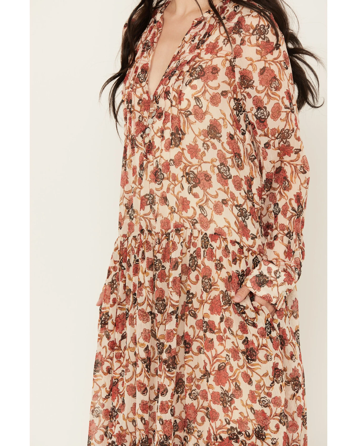 Free People Women's See It Through Floral Long Sleeve Maxi Dress - Image 2