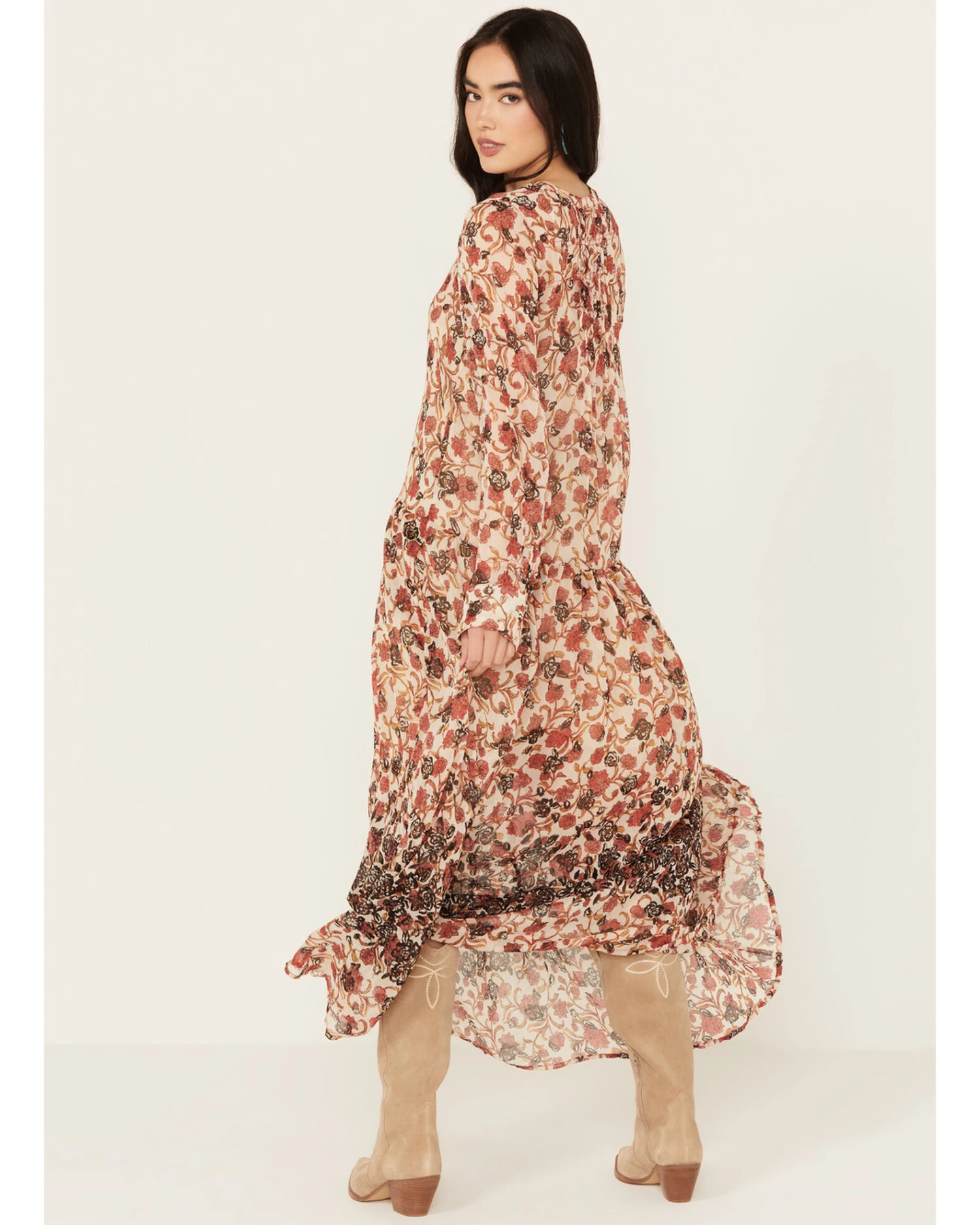 Free People Women's See It Through Floral Long Sleeve Maxi Dress - Image 3