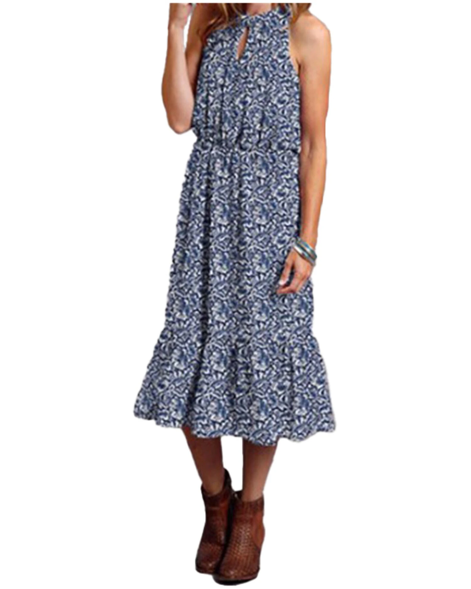 Stetson Women's Floral Sleeveless Midi Dress